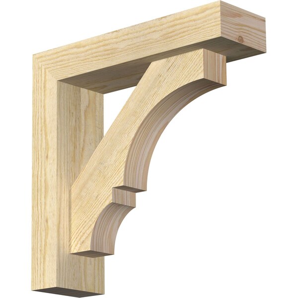 Ekena Millwork Balboa Block Rough Sawn Bracket w/ Offset Brace, Douglas Fir, 4"W x 14"D x 14"H BKT0402X14X14BOA05RDF - main